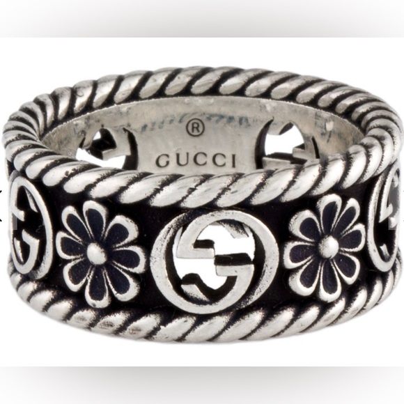 Gucci Sterling Silver GG Flower Ring size 6 with COA - Picture 3 of 6